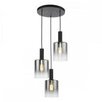 SAV8822 Savannah 3 Light Cluster Pendant Matt Black and Smoked Glass