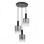 SAV8822 Savannah 3 Light Cluster Pendant Matt Black and Smoked Glass