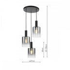 SAV8822 Savannah 3 Light Cluster Pendant Matt Black and Smoked Glass