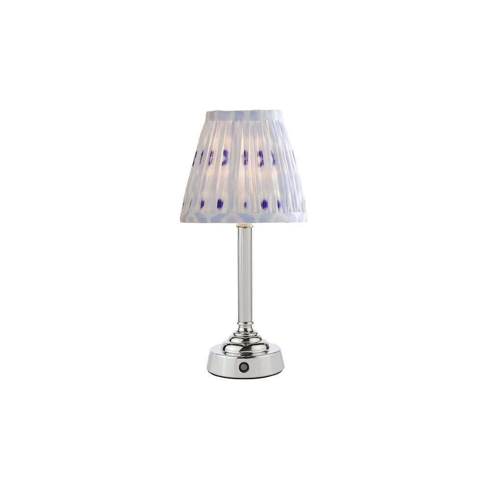 VIR4238-IKA2623 Virgil Rechargeable Table Lamp Polished Nickel With Blue Shade LED