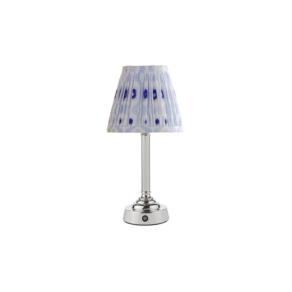 VIR4238-IKA2623 Virgil Rechargeable Table Lamp Polished Nickel With Blue Shade LED