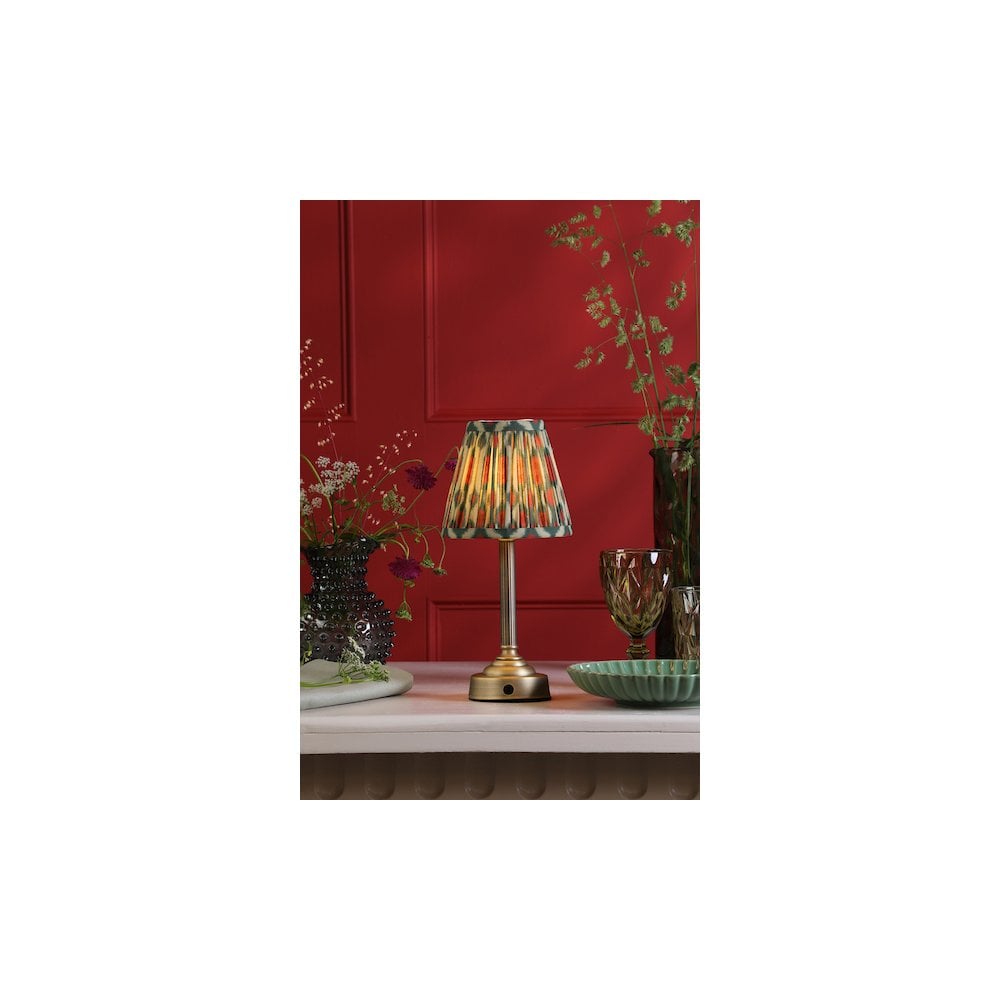 VIR4275-IKA2625 Virgil Rechargeable Table Lamp Matt Antique Brass With Red Shade LED