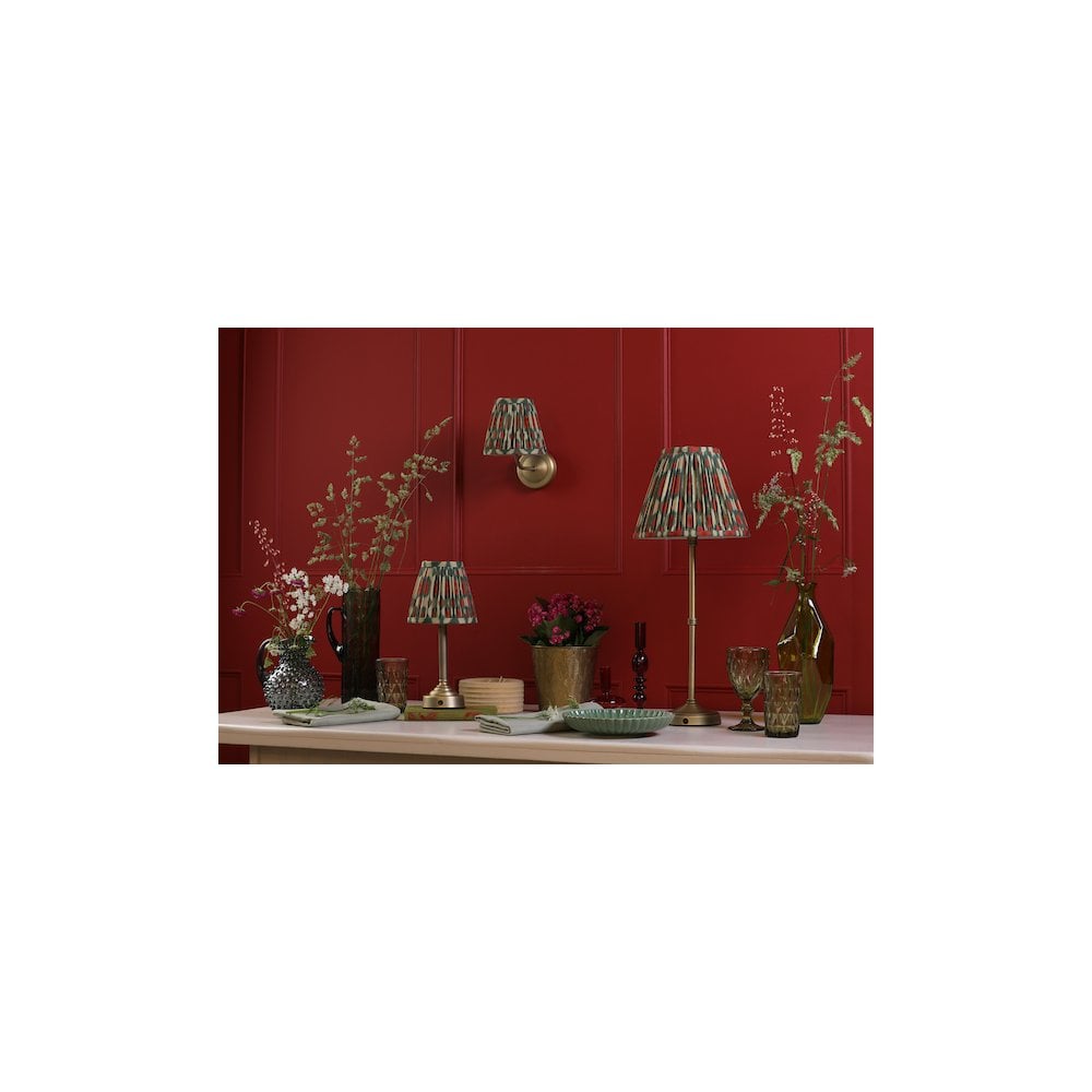 VIR4275-IKA2625 Virgil Rechargeable Table Lamp Matt Antique Brass With Red Shade LED