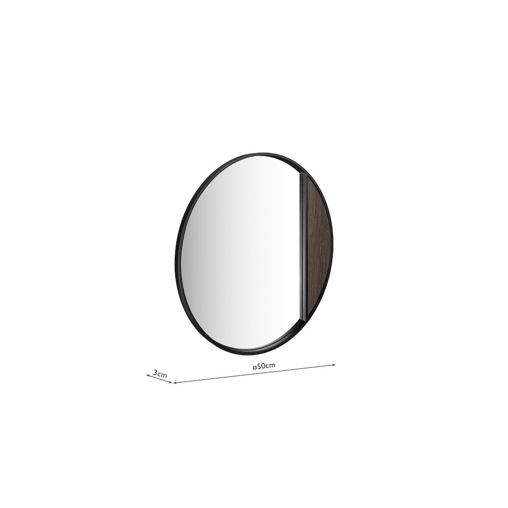 002RAS002 Rasmus Mirror Mocha Veneer and Matt Black 50cm