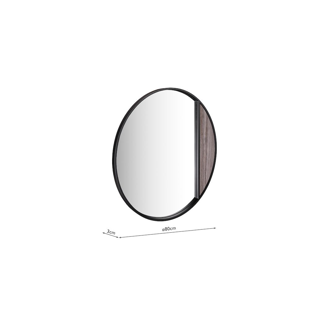 002RAS003 Rasmus Mirror Brown Stone Veneer and Matt Black 80cm