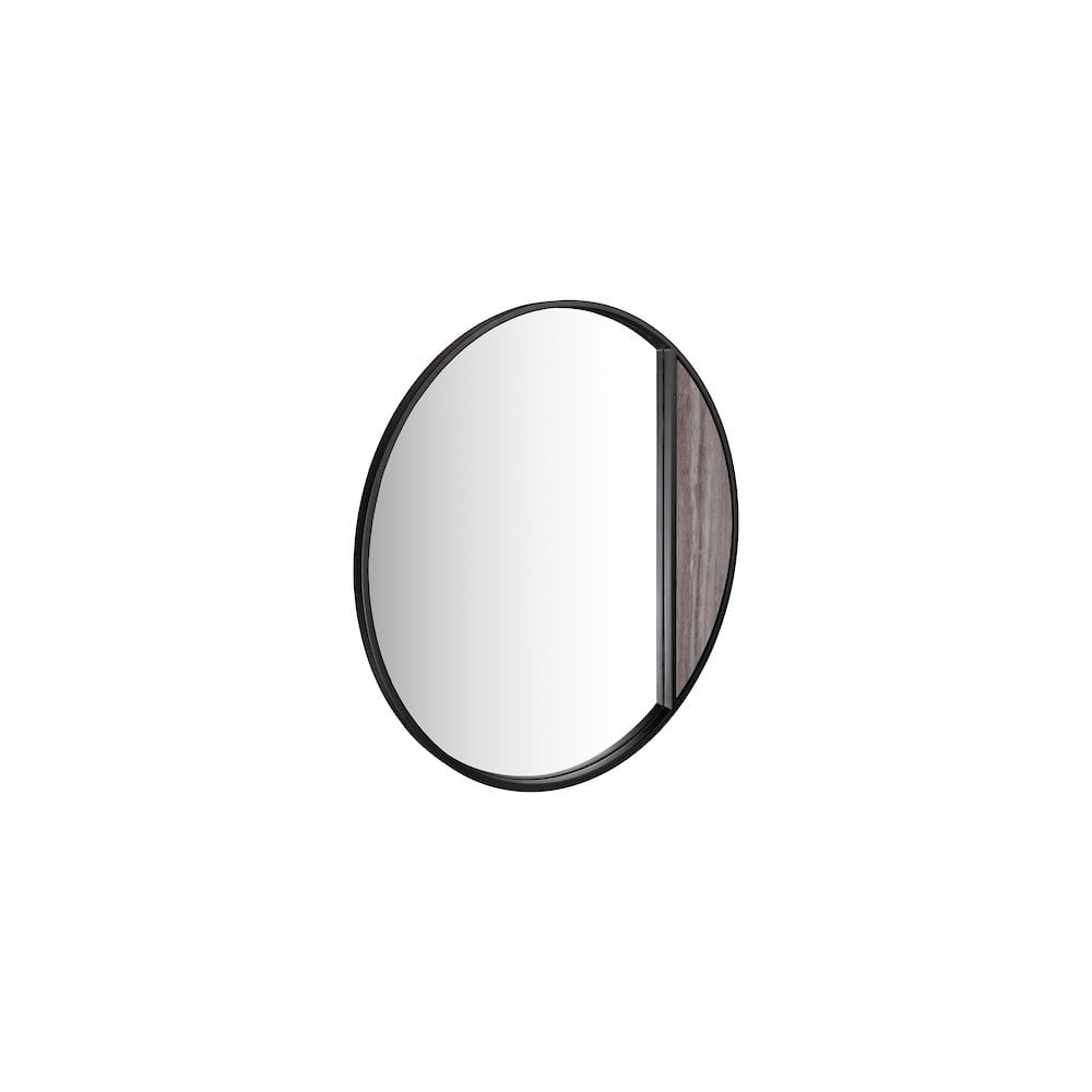 002RAS004 Rasmus Mirror Brown Stone Veneer and Matt Black 50cm