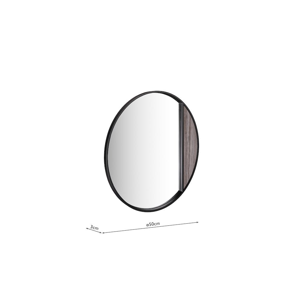 002RAS004 Rasmus Mirror Brown Stone Veneer and Matt Black 50cm