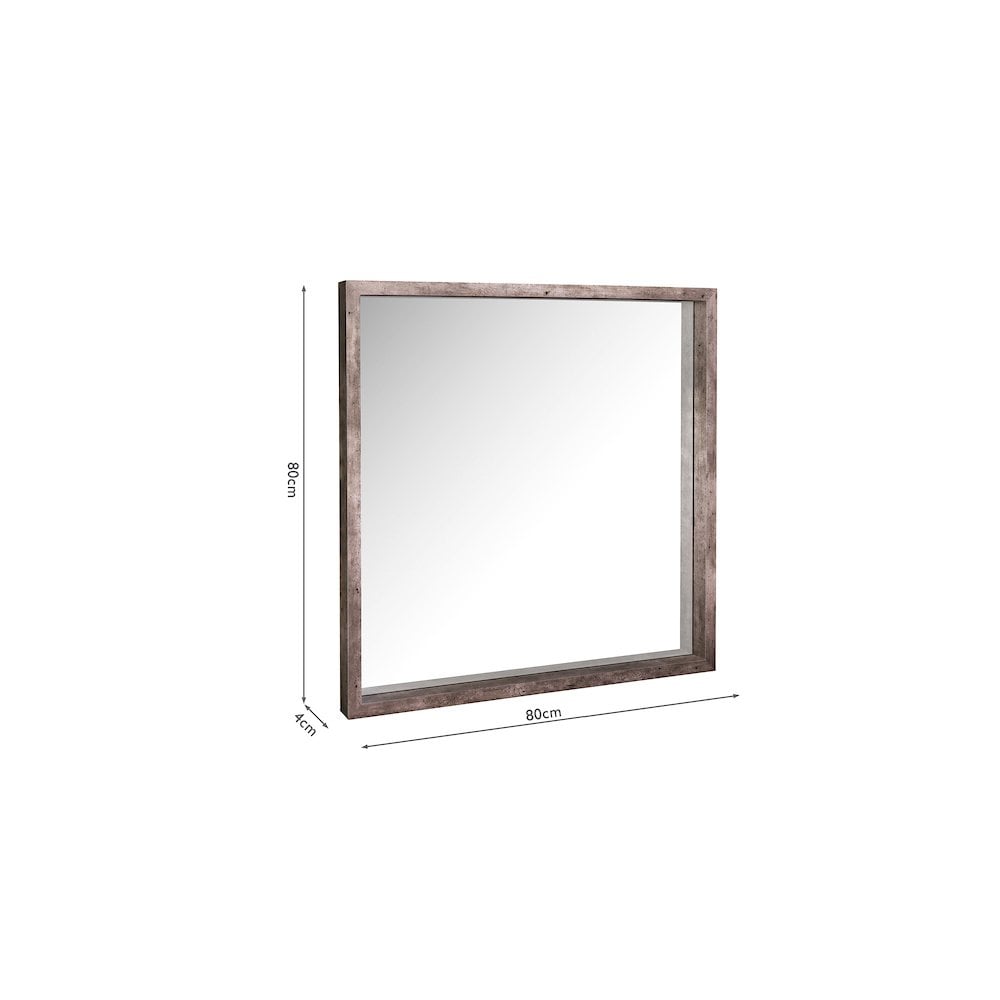 002ROC001 Rocco Mirror Distressed Concrete Effect Veneer 80 X 80cm