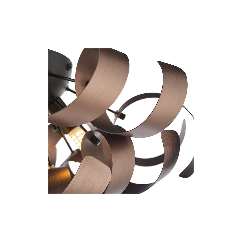 SWA0422-06 Swash 4 Light Flush Black With Copper Ribbons