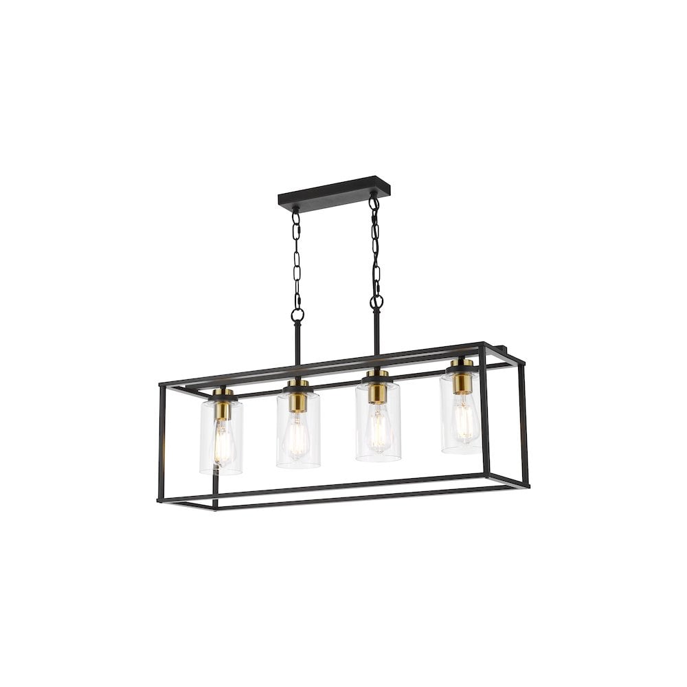 ABE8454 Abel 4 Light Bar Pendant Satin Black and Glass