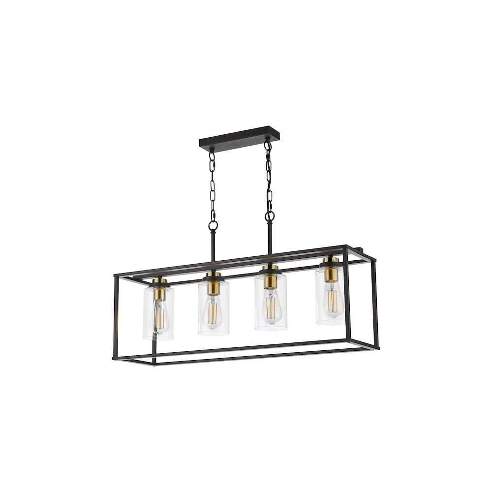 ABE8454 Abel 4 Light Bar Pendant Satin Black and Glass