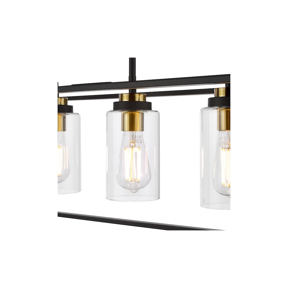 ABE8454 Abel 4 Light Bar Pendant Satin Black and Glass
