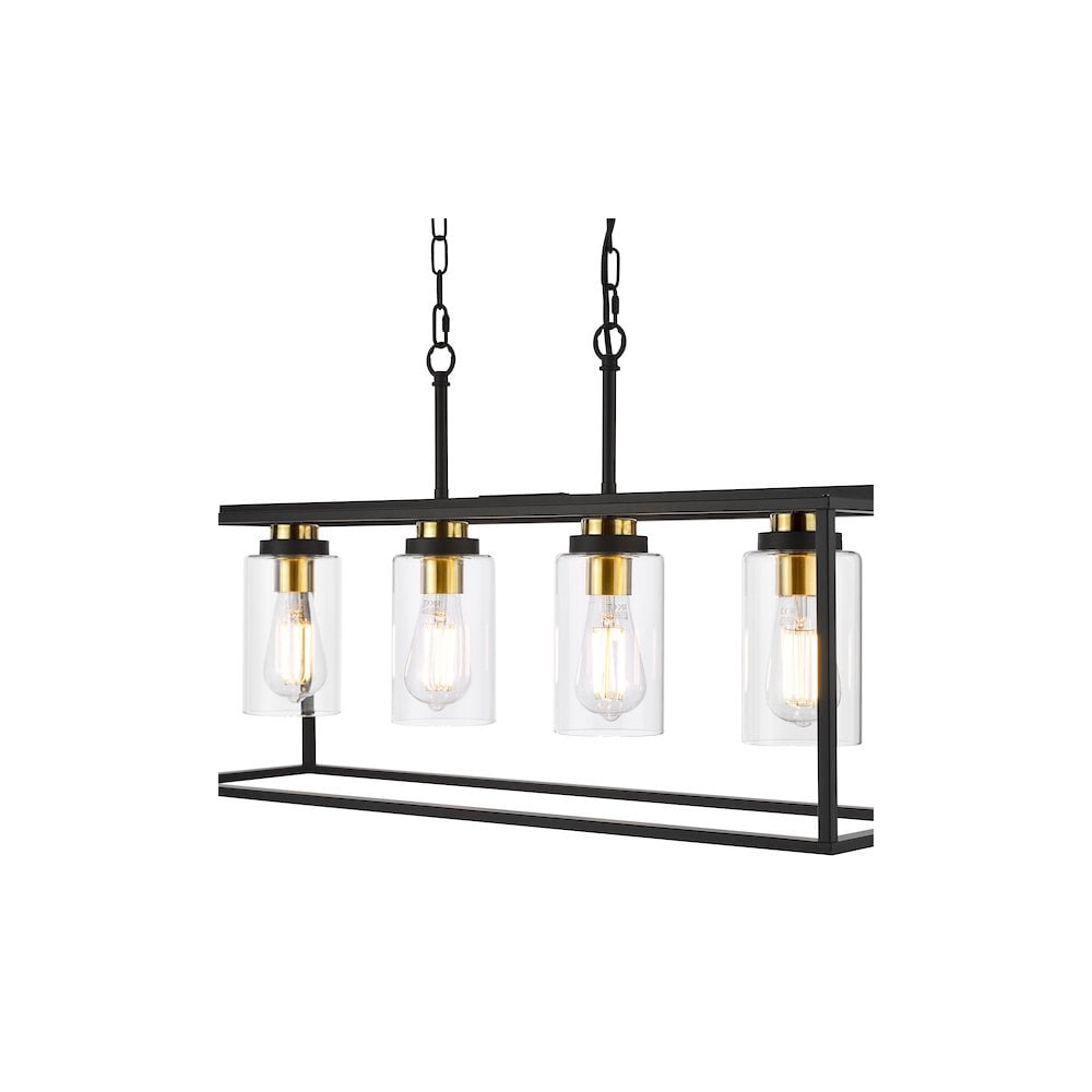ABE8454 Abel 4 Light Bar Pendant Satin Black and Glass