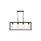 ABE8454 Abel 4 Light Bar Pendant Satin Black and Glass
