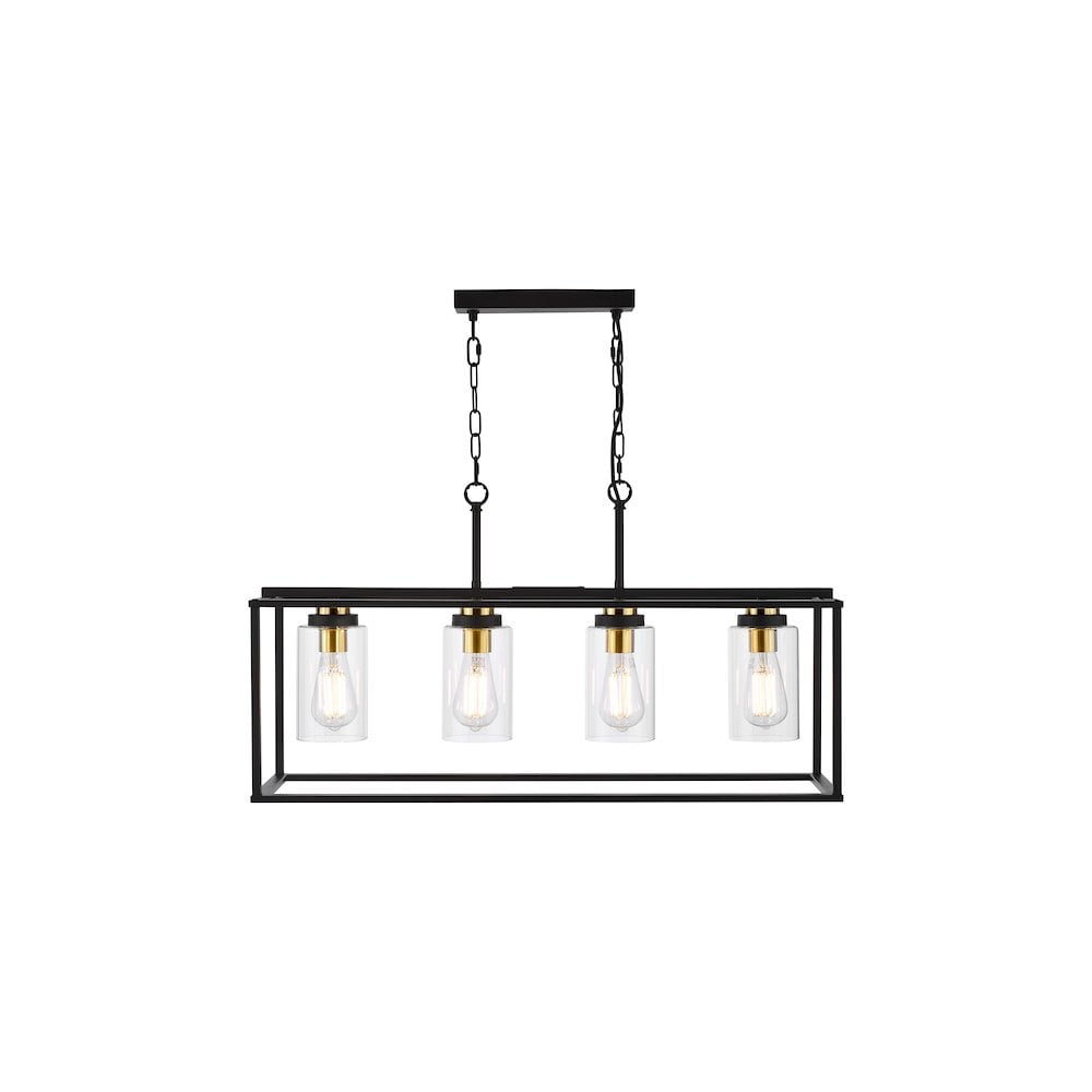 ABE8454 Abel 4 Light Bar Pendant Satin Black and Glass