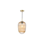 ABR0106 Abrielle Pendant Brushed Bronze and Amber Ribbed Glass