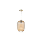 ABR0106 Abrielle Pendant Brushed Bronze and Amber Ribbed Glass