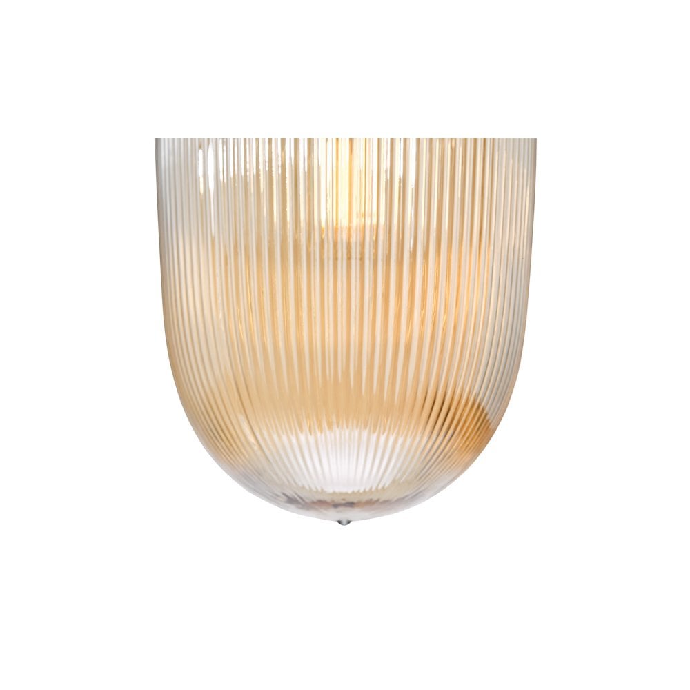 ABR0106 Abrielle Pendant Brushed Bronze and Amber Ribbed Glass