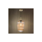 ABR0106 Abrielle Pendant Brushed Bronze and Amber Ribbed Glass