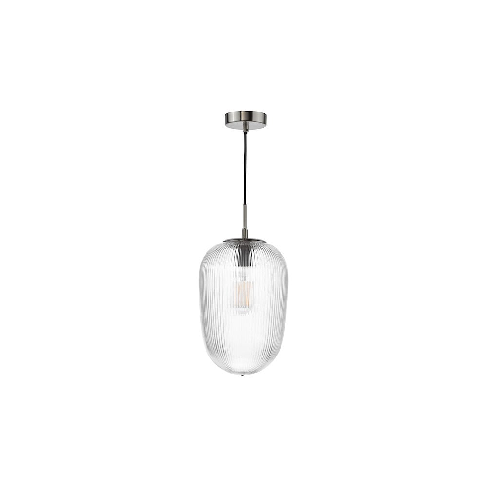 ABR0108 Abrielle Pendant Polished Nickel and Ribbed Glass