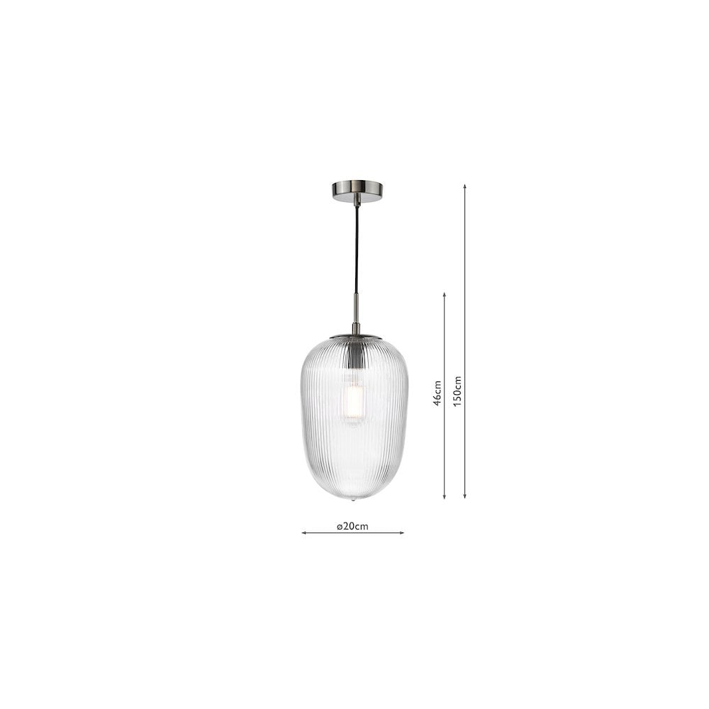 ABR0108 Abrielle Pendant Polished Nickel and Ribbed Glass