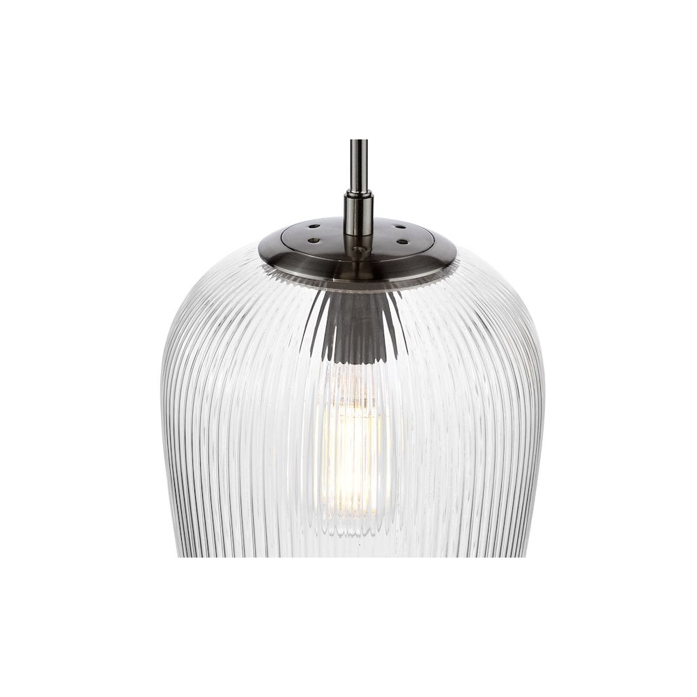 ABR0108 Abrielle Pendant Polished Nickel and Ribbed Glass