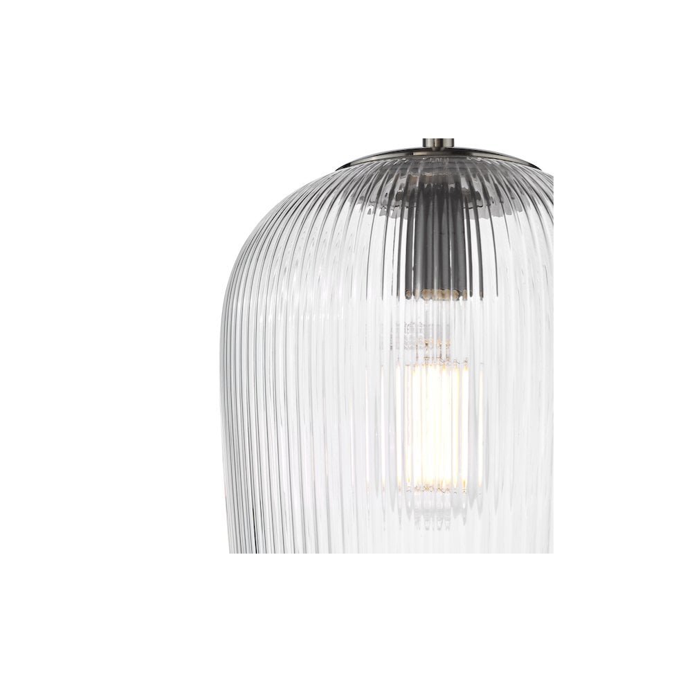 ABR0108 Abrielle Pendant Polished Nickel and Ribbed Glass