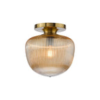 ABR5206 Abrielle Flush Brushed Bronze and Amber Ribbed Glass