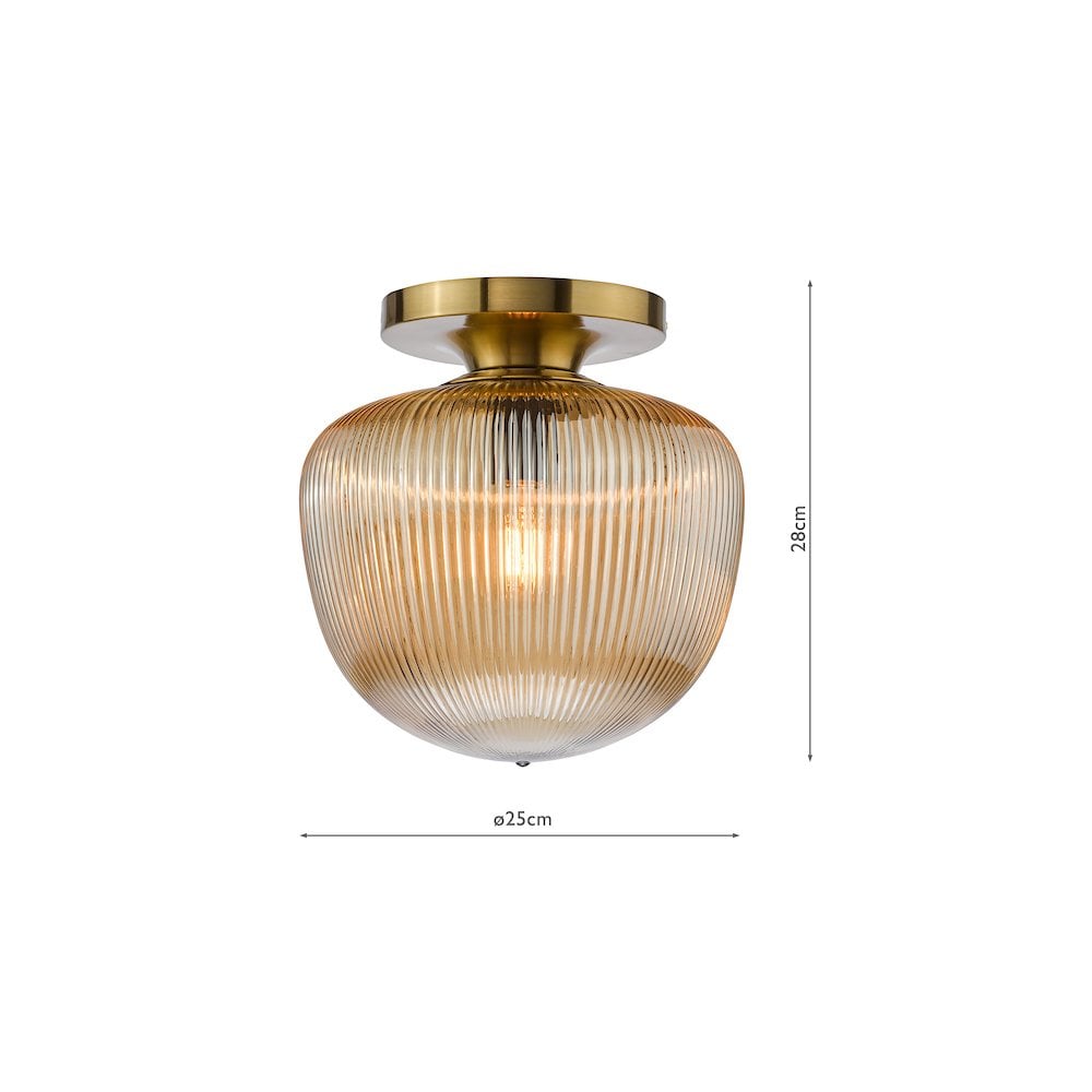 ABR5206 Abrielle Flush Brushed Bronze and Amber Ribbed Glass
