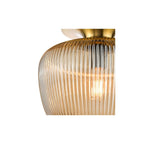 ABR5206 Abrielle Flush Brushed Bronze and Amber Ribbed Glass