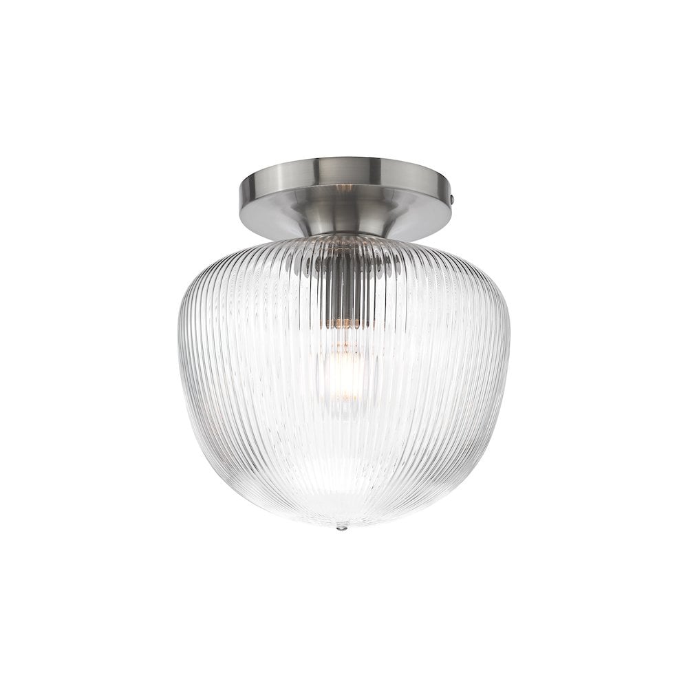 ABR5208 Abrielle Flush Polished Nickel and Ribbed Glass