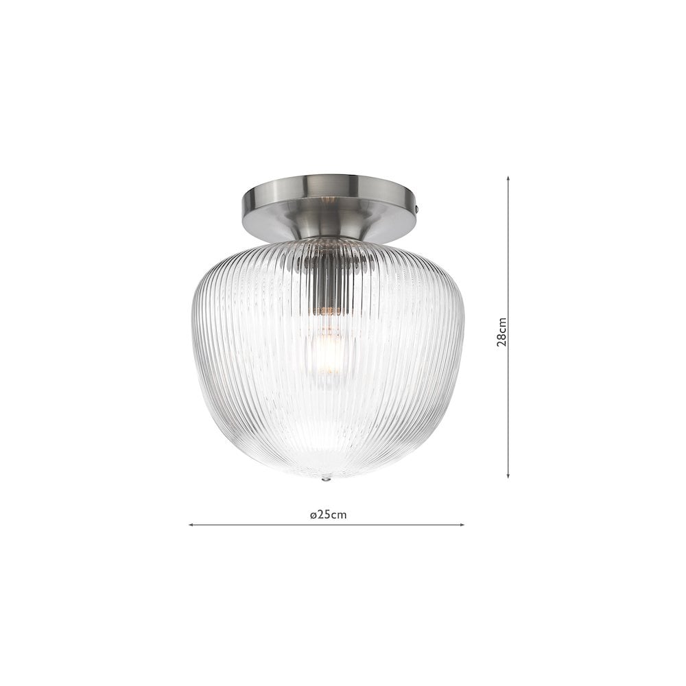 ABR5208 Abrielle Flush Polished Nickel and Ribbed Glass