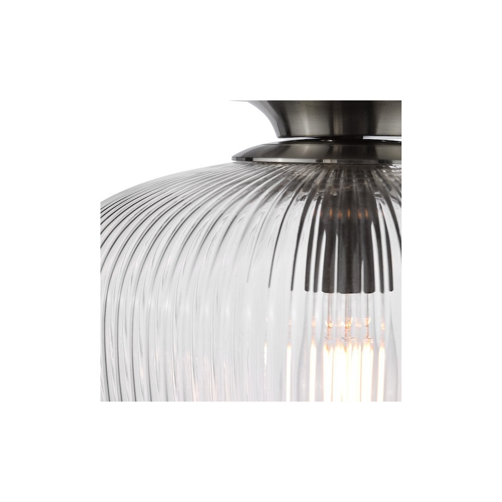 ABR5208 Abrielle Flush Polished Nickel and Ribbed Glass