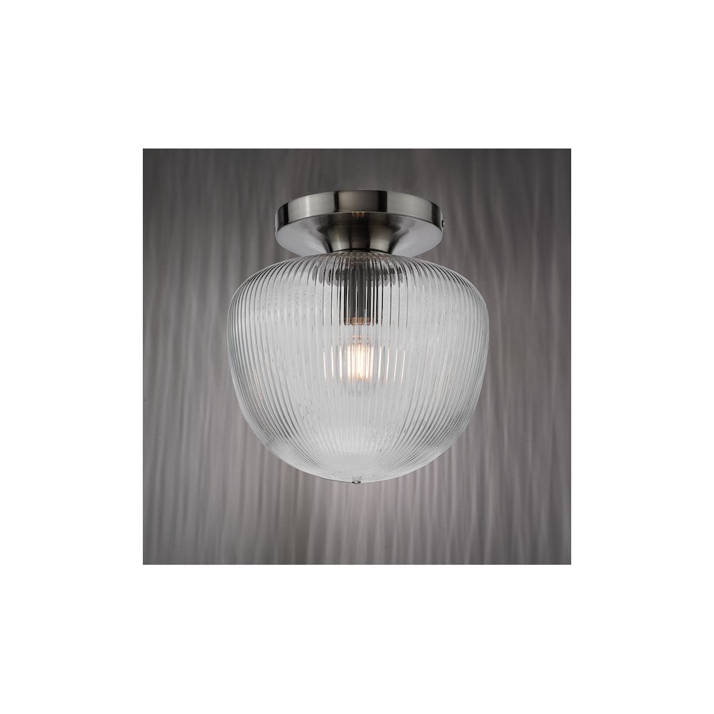 ABR5208 Abrielle Flush Polished Nickel and Ribbed Glass