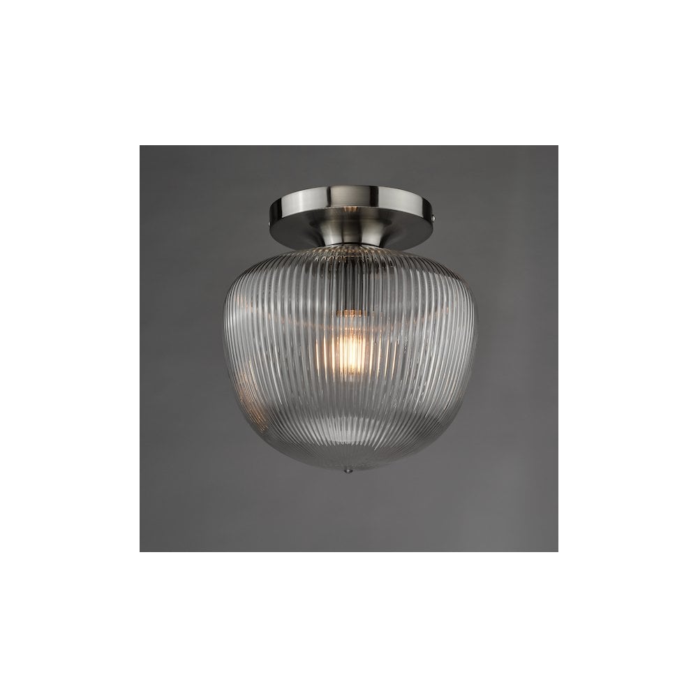 ABR5208 Abrielle Flush Polished Nickel and Ribbed Glass