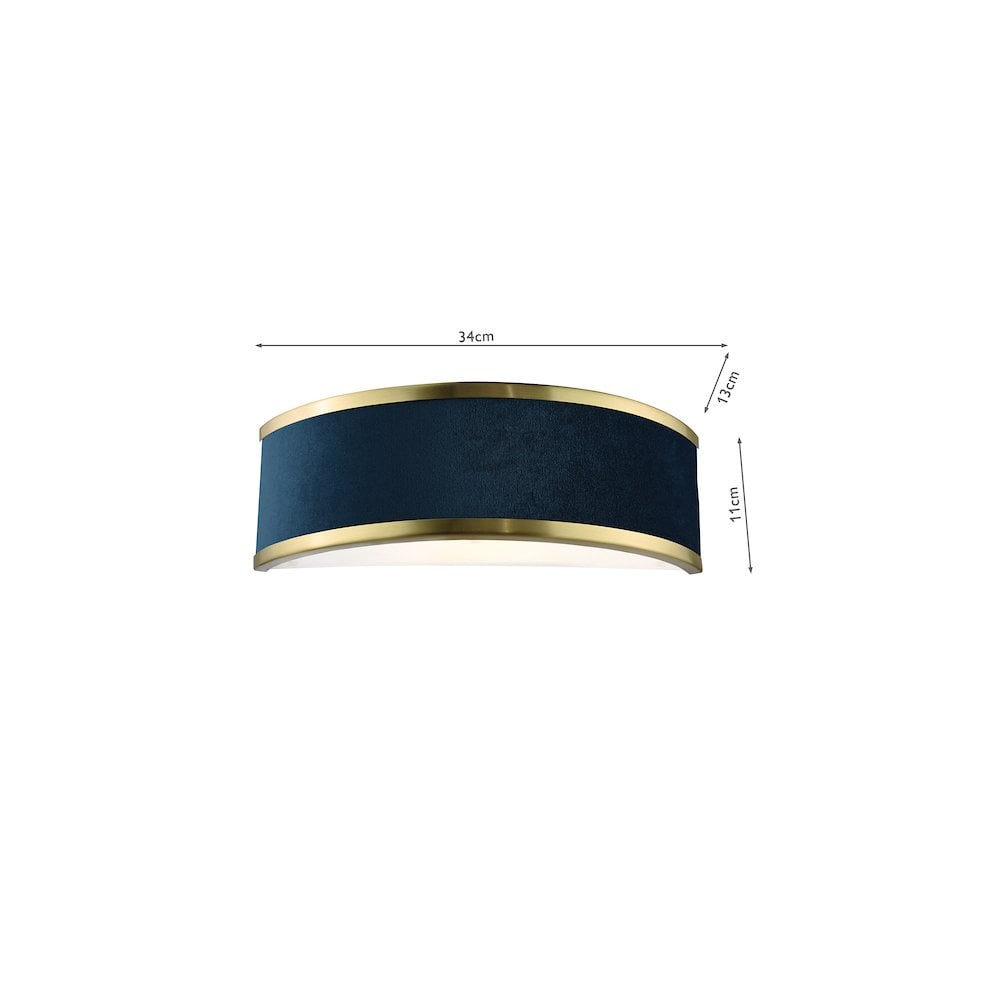 ALV0723 Alvaro Wall Light Brushed Brass With Blue Shade