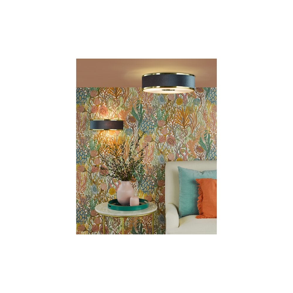 ALV5223 Alvaro 3 Light Flush Brushed Brass With Blue shade