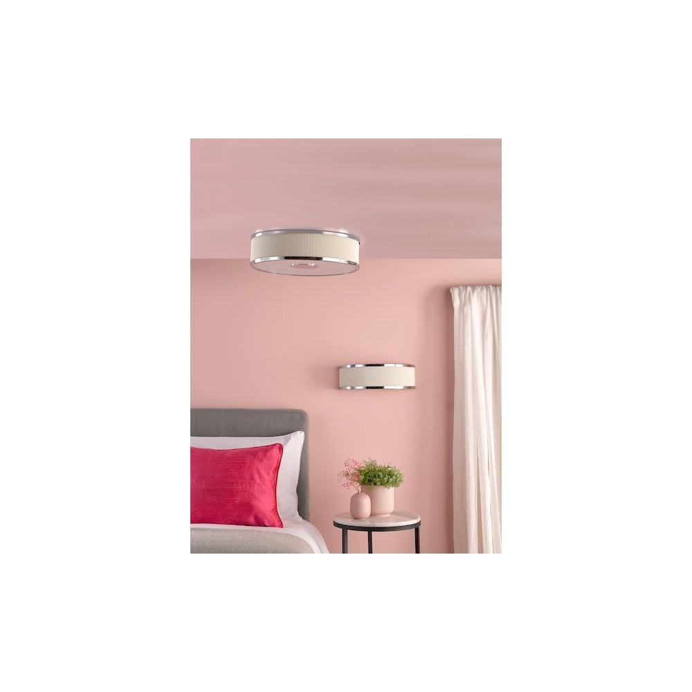 ALV5233 Alvaro 3 Light Flush Polished Chrome With Ivory shade
