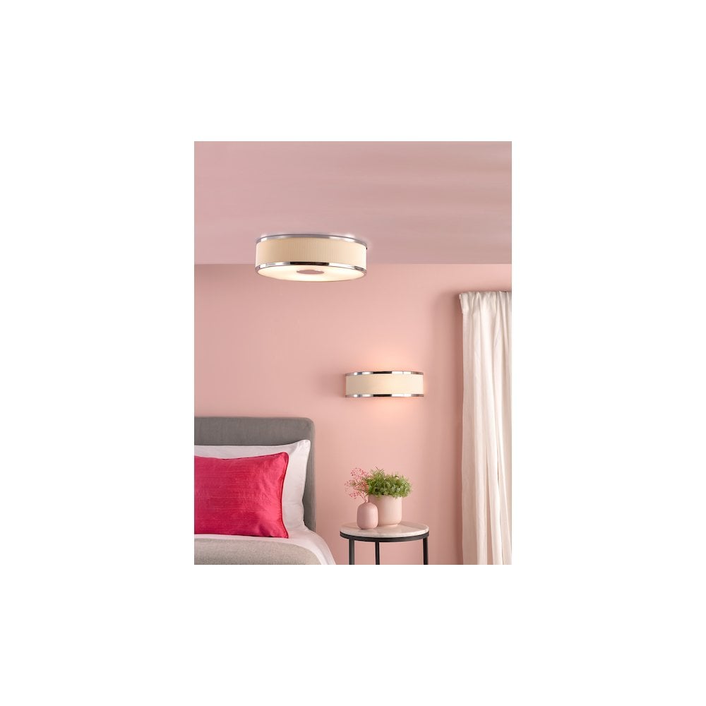ALV5233 Alvaro 3 Light Flush Polished Chrome With Ivory shade