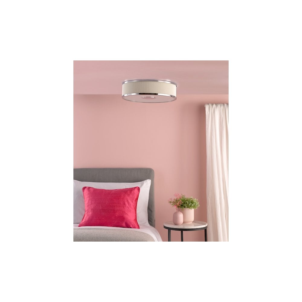 ALV5233 Alvaro 3 Light Flush Polished Chrome With Ivory shade