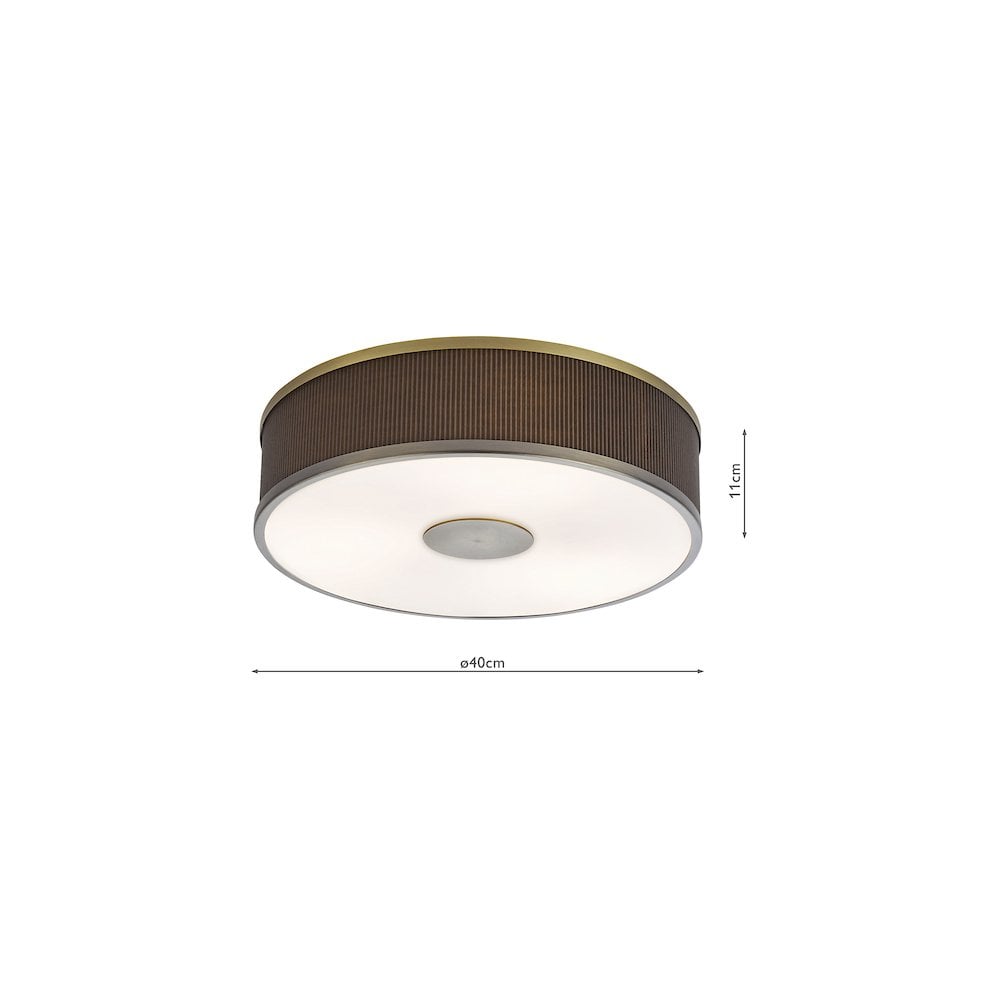 ALV5239 Alvaro 3 Light Flush Antique Bronze With Brown Shade