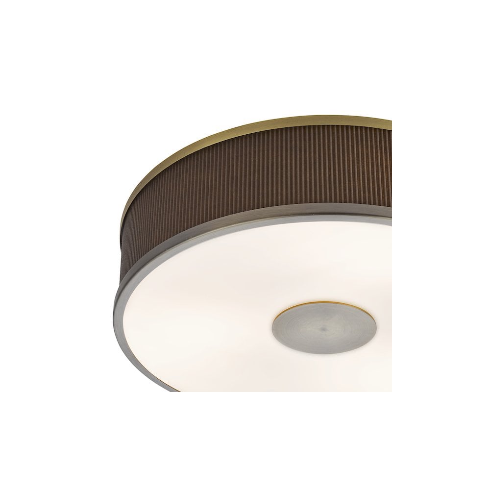 ALV5239 Alvaro 3 Light Flush Antique Bronze With Brown Shade