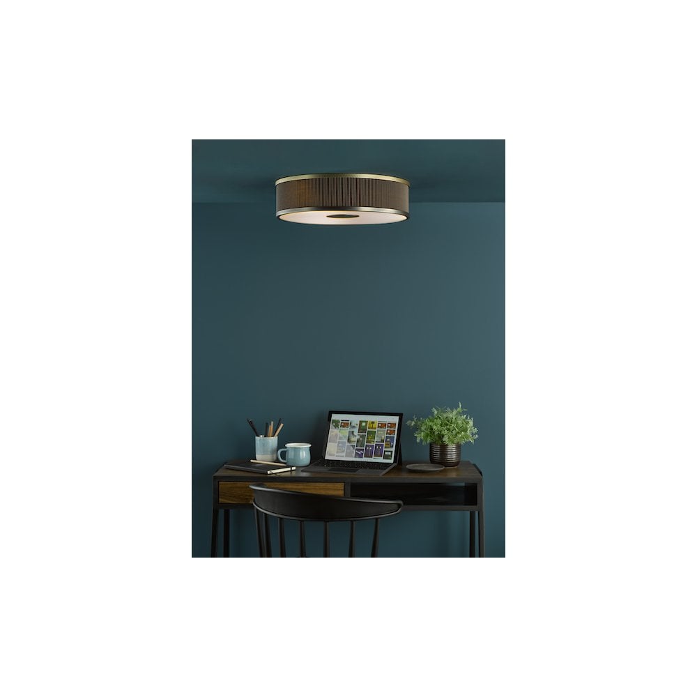 ALV5239 Alvaro 3 Light Flush Antique Bronze With Brown Shade