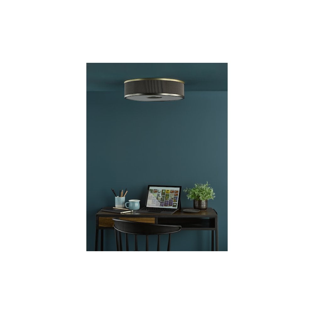 ALV5239 Alvaro 3 Light Flush Antique Bronze With Brown Shade