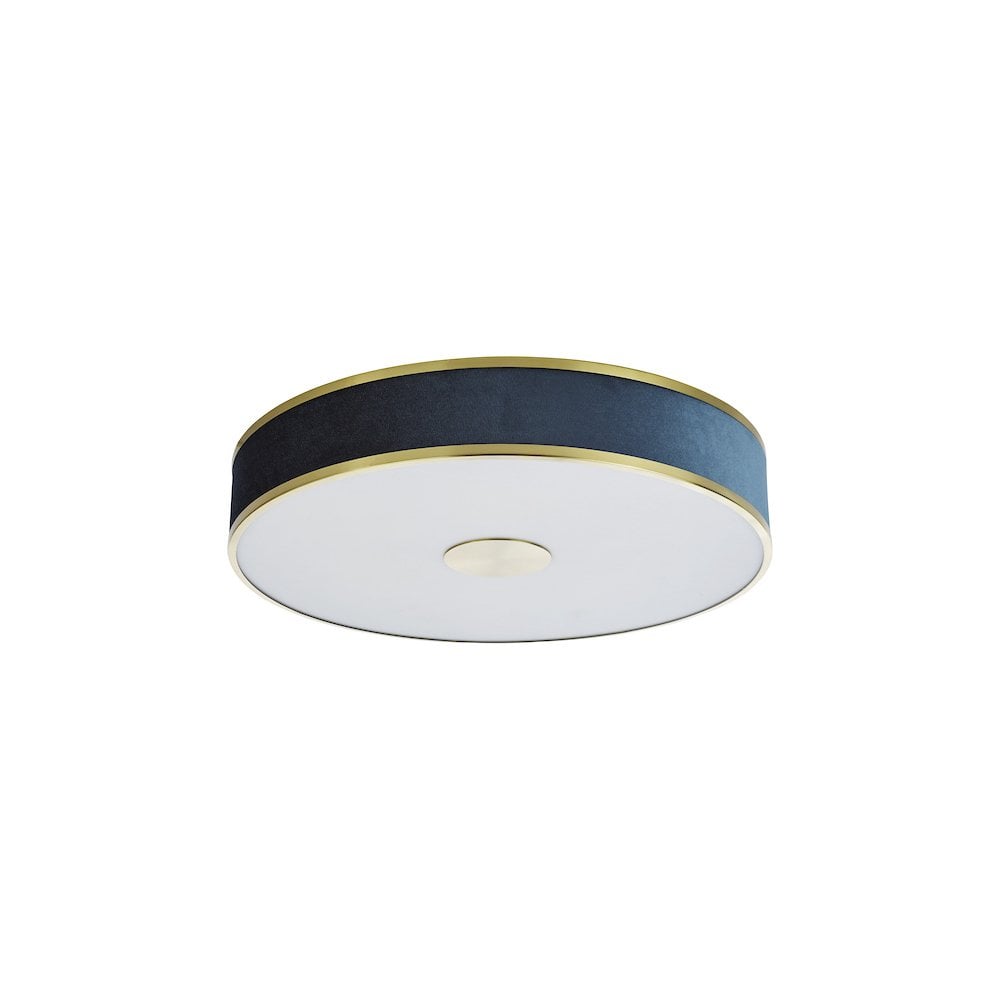 ALV6423 Alvaro 6 Light Flush Brushed Brass With Blue shade