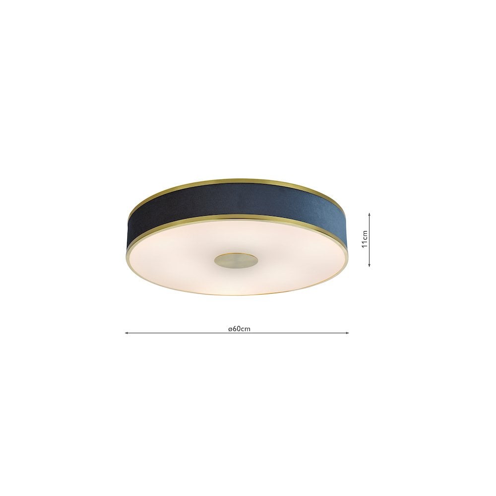 ALV6423 Alvaro 6 Light Flush Brushed Brass With Blue shade