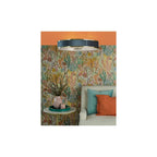ALV6423 Alvaro 6 Light Flush Brushed Brass With Blue shade
