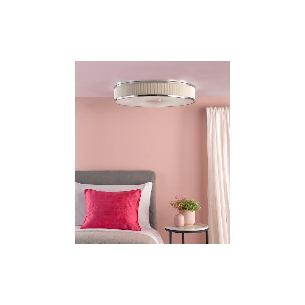 ALV6433 Alvaro 6 Light Flush Polished Chrome With Ivory shade
