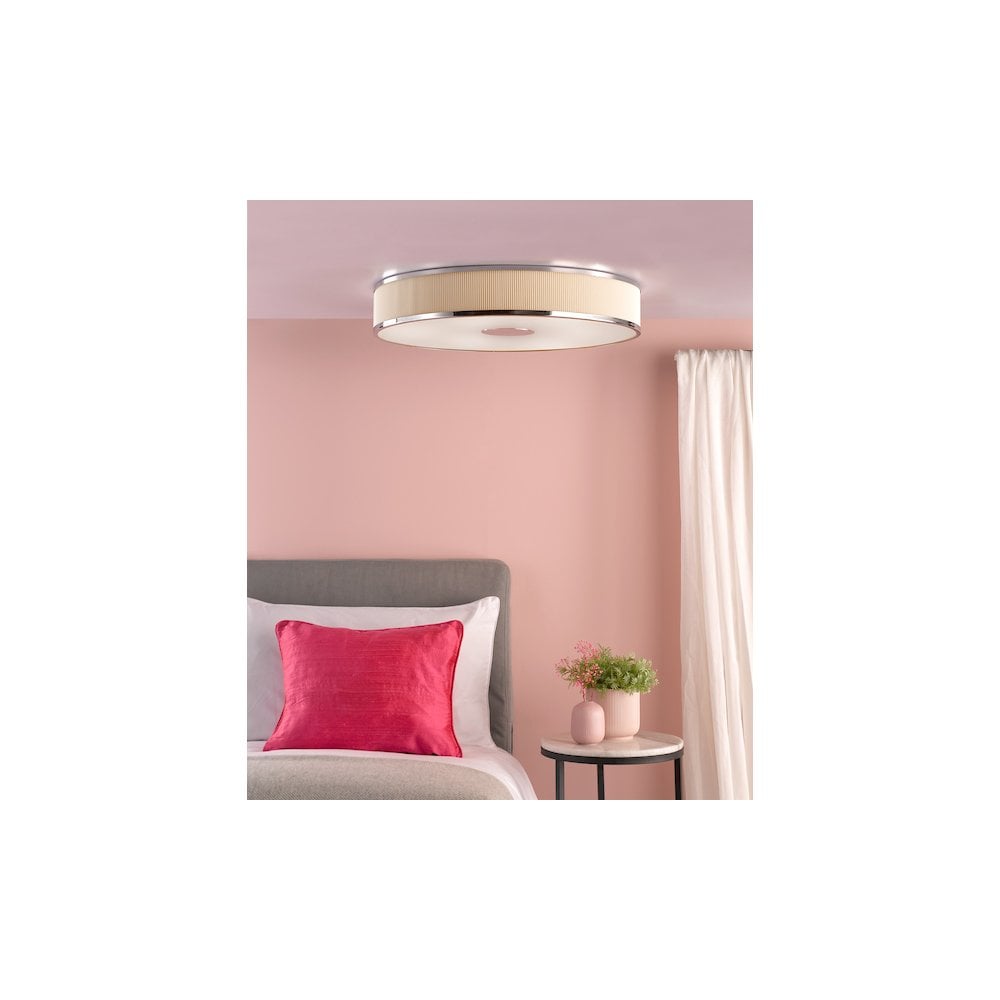 ALV6433 Alvaro 6 Light Flush Polished Chrome With Ivory shade