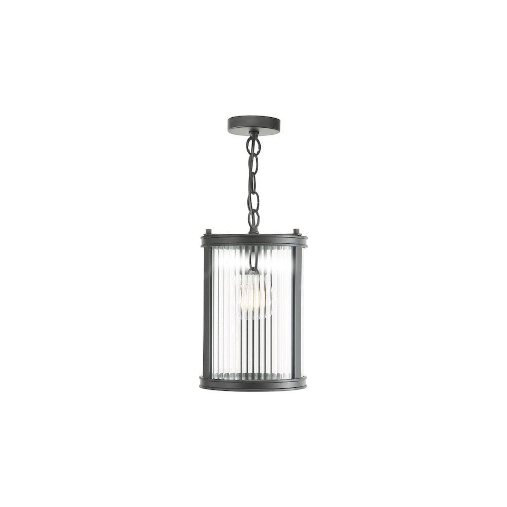 BIA0122 Bianka Pendant Matt Black and Ribbed Glass